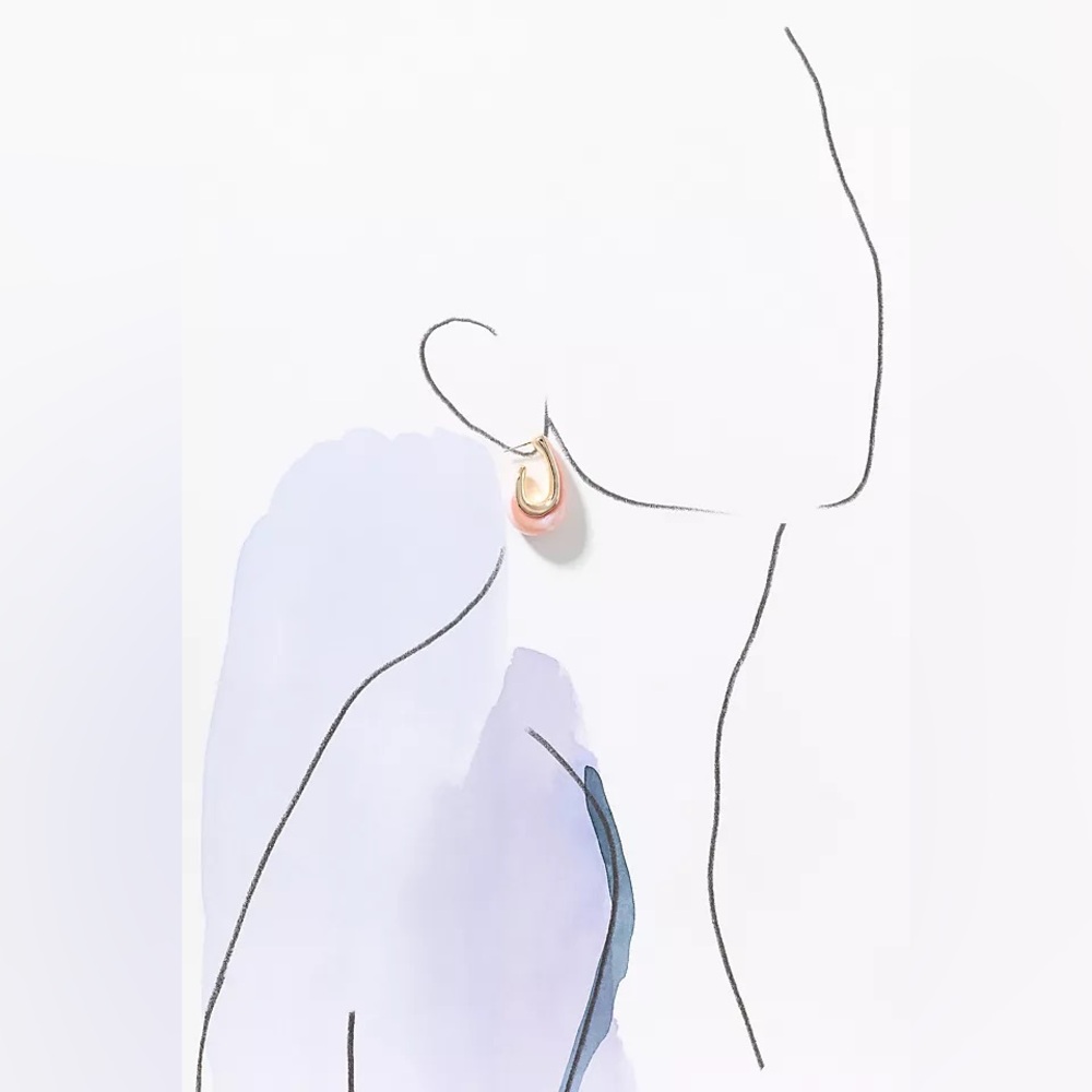 New Anthropologie Metal & Resin Tear Drop Hoop Earrings - Picture 6 of 16